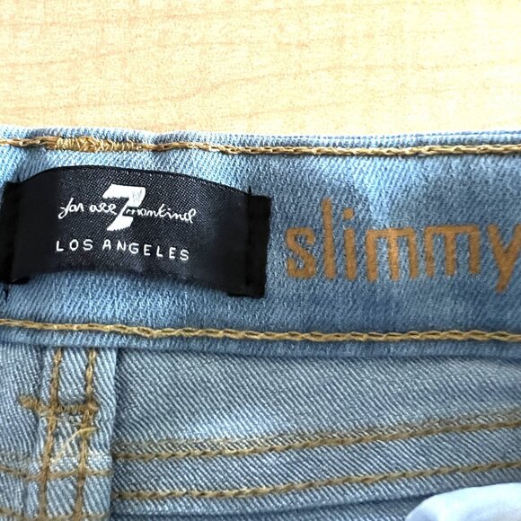 NWT 7 for all mankind Girls Blue Airweft Denim Jeans Size 4 Stretch Straight Leg - Picture 10 of 12